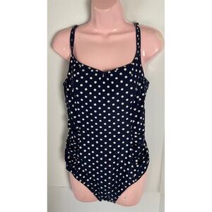 Panache Anya Spot Navy Polka Dot One Piece Swimsuit Bra Sized 38D SW1010